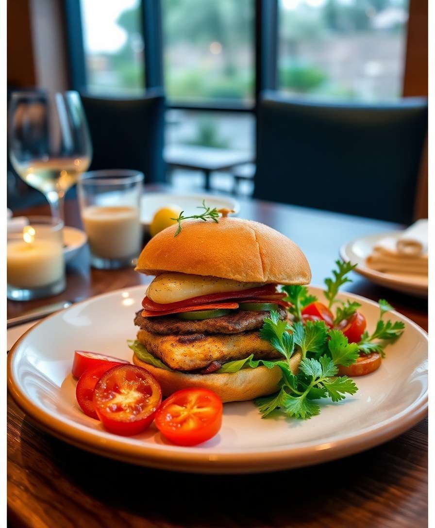 Chef's Delight Salmon Burger with Roasted Veggies