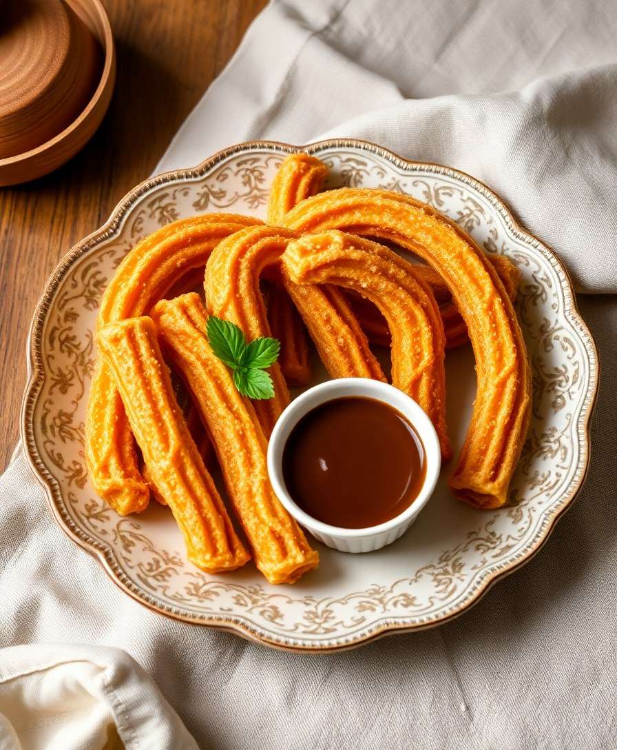 Crispy Churros with Chocolate Dipping Sauce