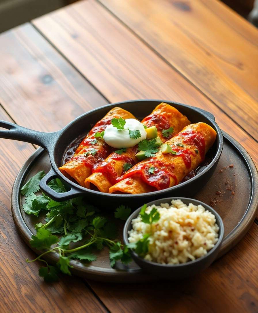 Spicy Butternut Squash & Black Bean Enchiladas