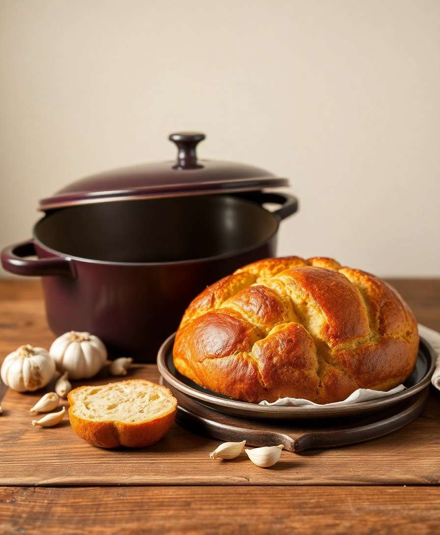 Decadent 50-Clove Garlic Dutch Oven Bread