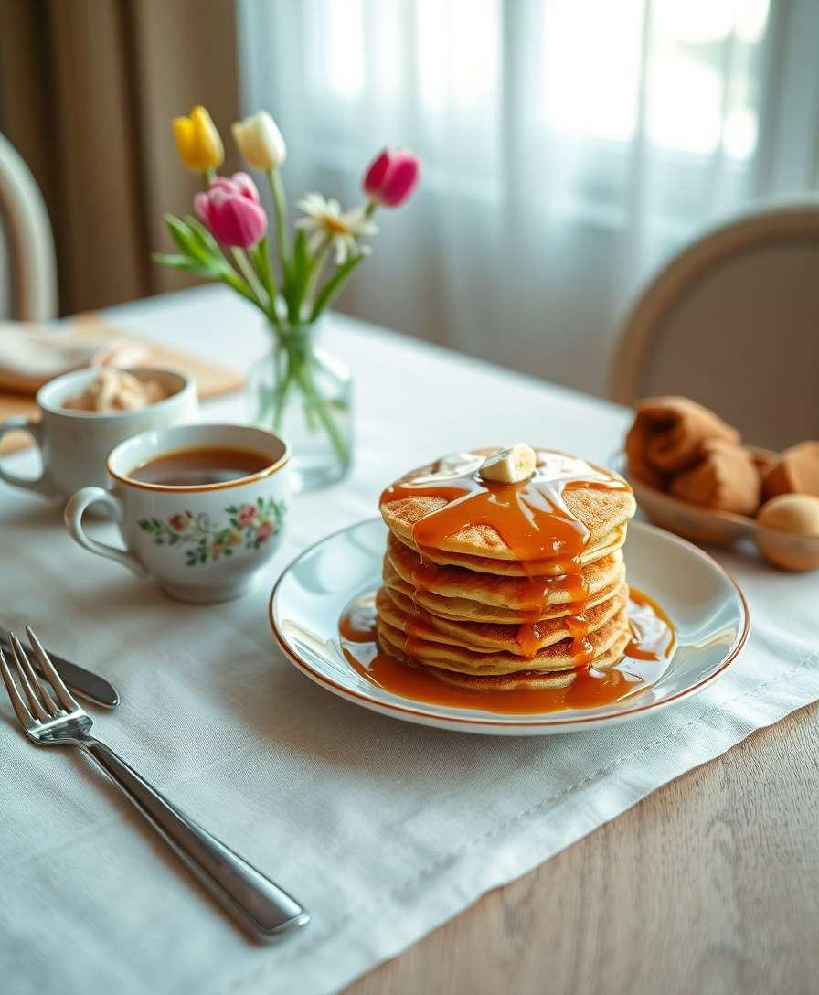 Decadent Caramel Banana Pancakes