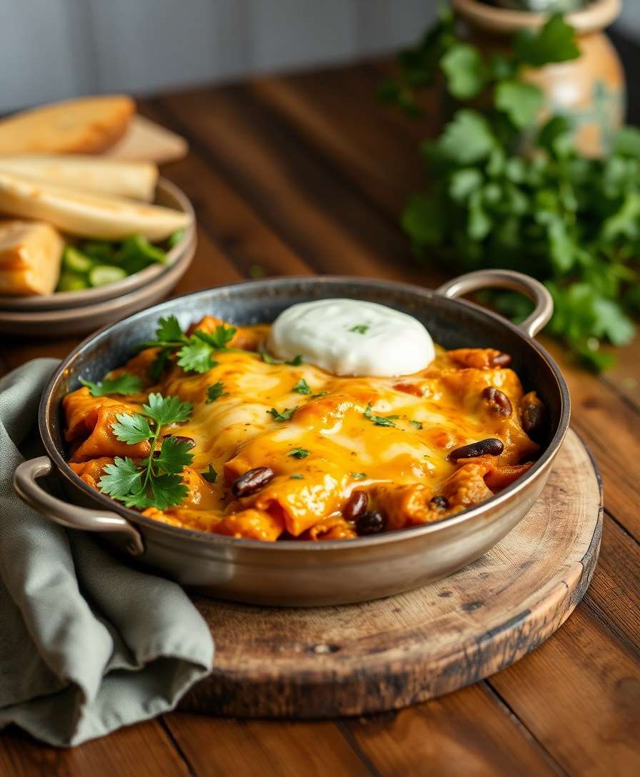 Spicy Butternut Squash & Black Bean Enchilada Skillet