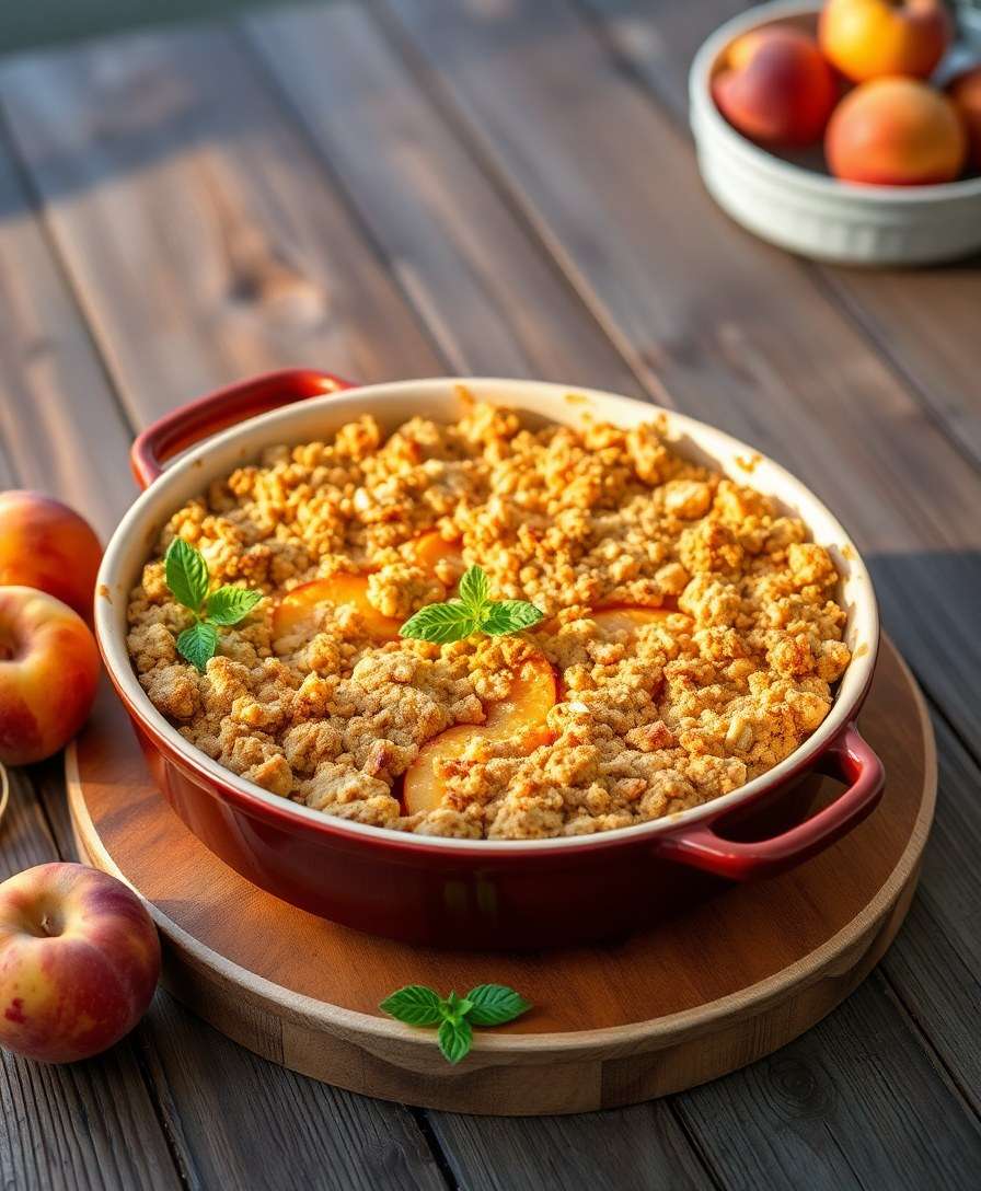 Summer Peach Crumble with a Ginger Kick