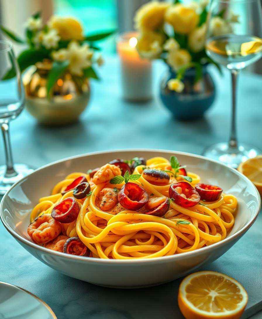 Spicy Lemon-Chile Squid Pasta