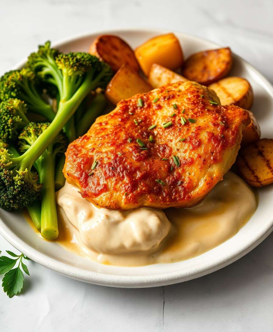 Crispy Chicken & Broccoli with Roasted Potatoes