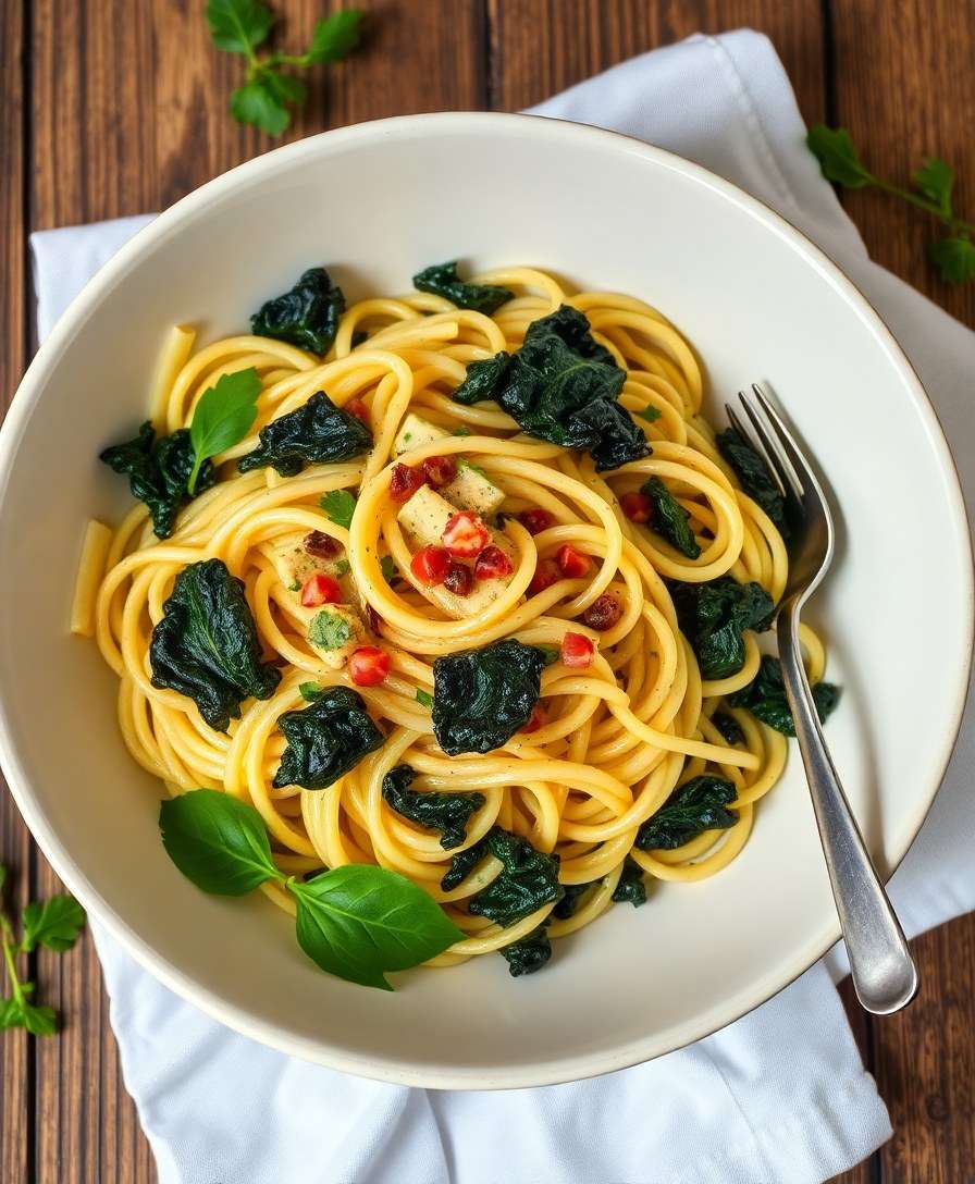 Creamy Zucchini Pasta with Black Kale