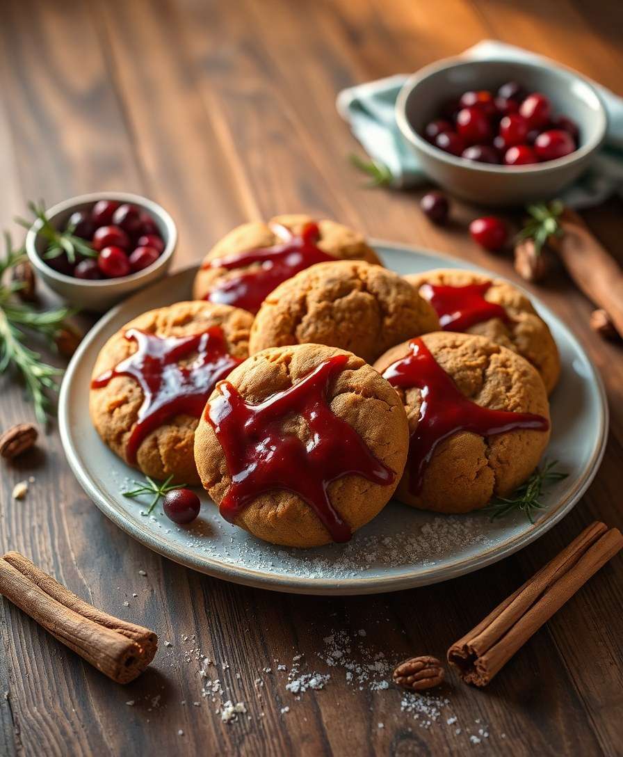 Decadent Soft Gingerbread with Cranberry Glaze