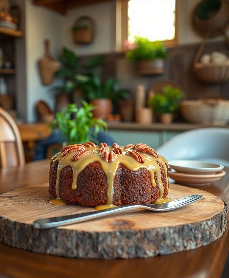 Spiced Sweet Potato Pound Cake with Pecan Glaze