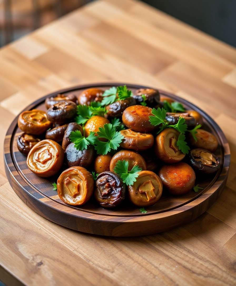 Harissa-Maple Glazed Mushrooms