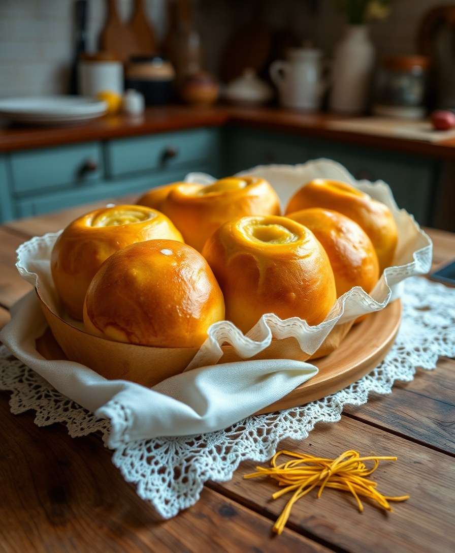 Golden Saffron Brioche Rolls with Orange Glaze