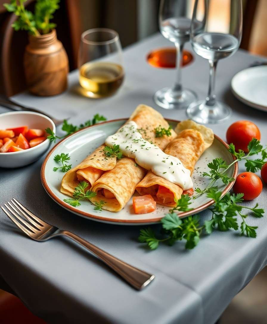 Gourmet Salmon Crepes with Creamy Parmesan Sauce