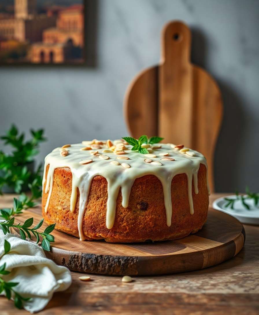 Decadent Tuscan Cake with Almond Glaze