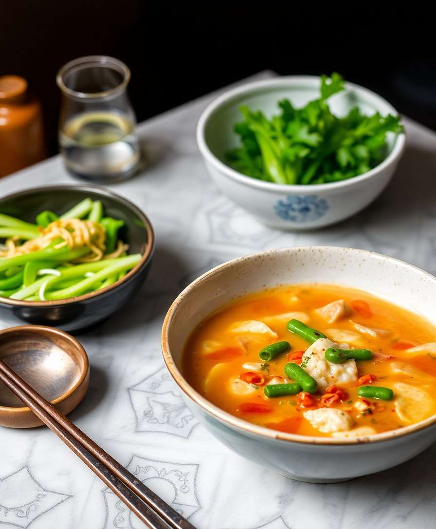 Creamy Rice Cake Soup with Bok Choy & Edamame