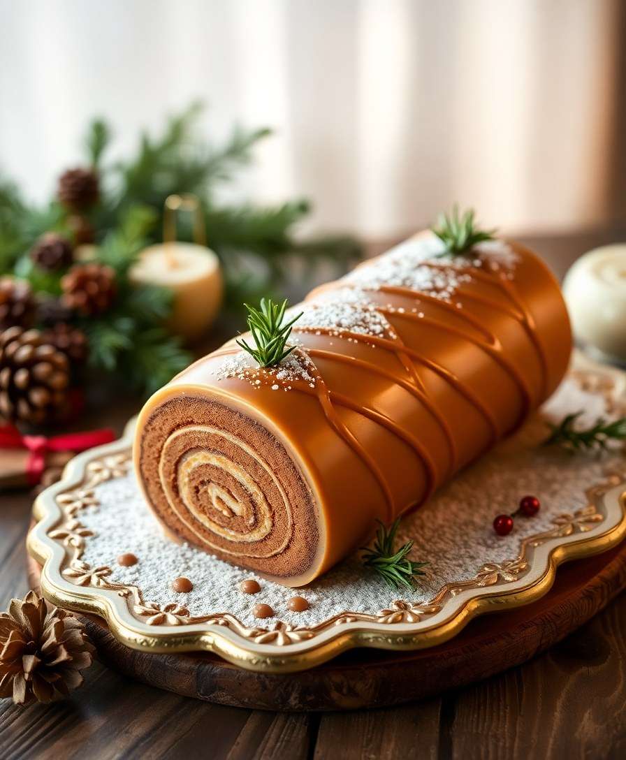 Light Chocolate Caramel Yule Log