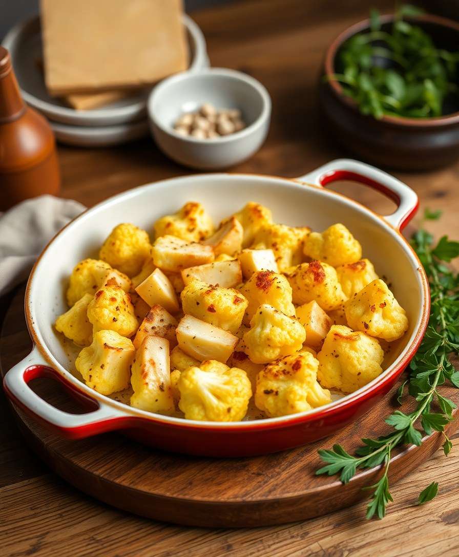 Creamy Roasted Cauliflower with Shallots and Sharp Cheddar