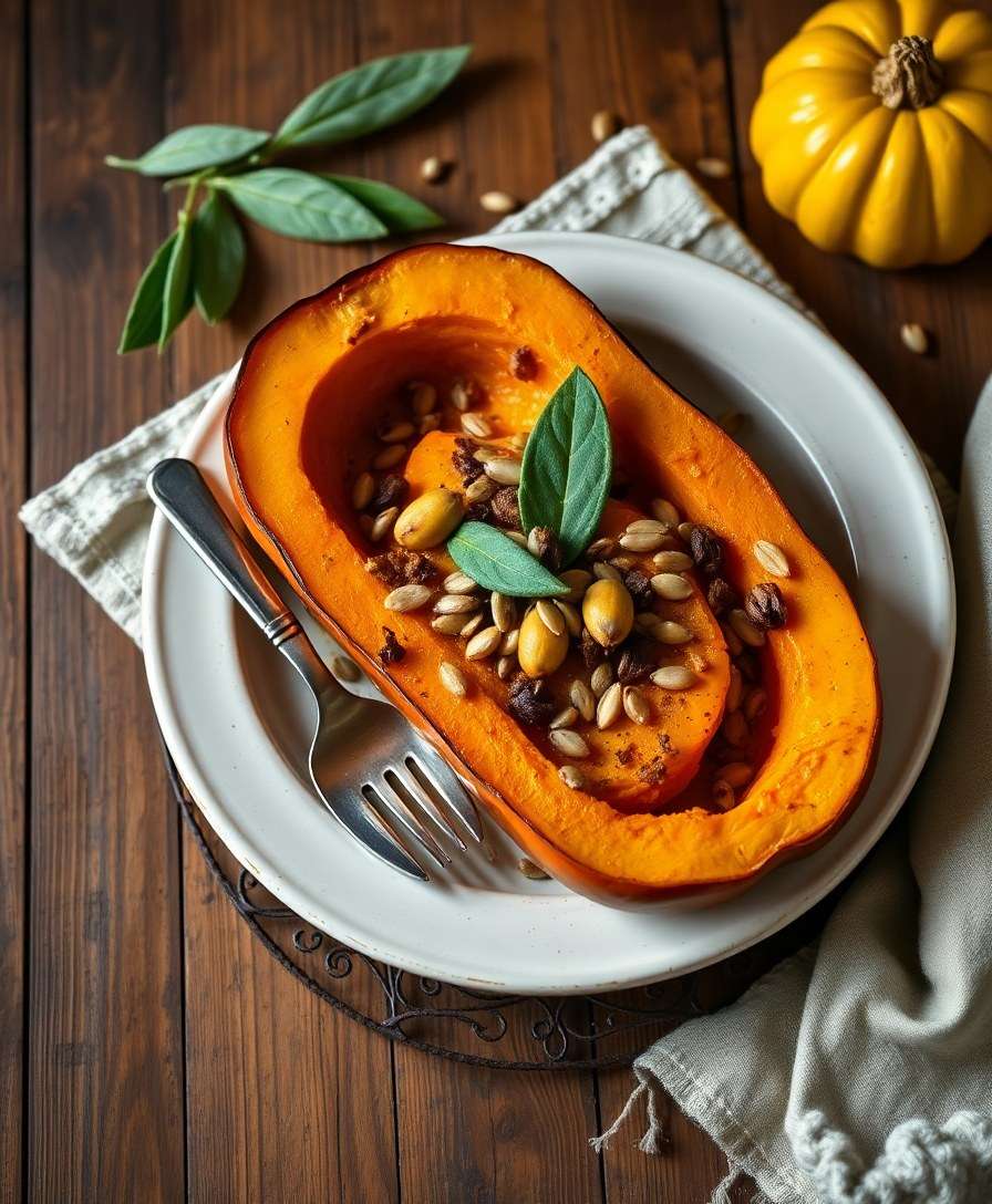 Roasted Butternut Squash with Sage and Seeds