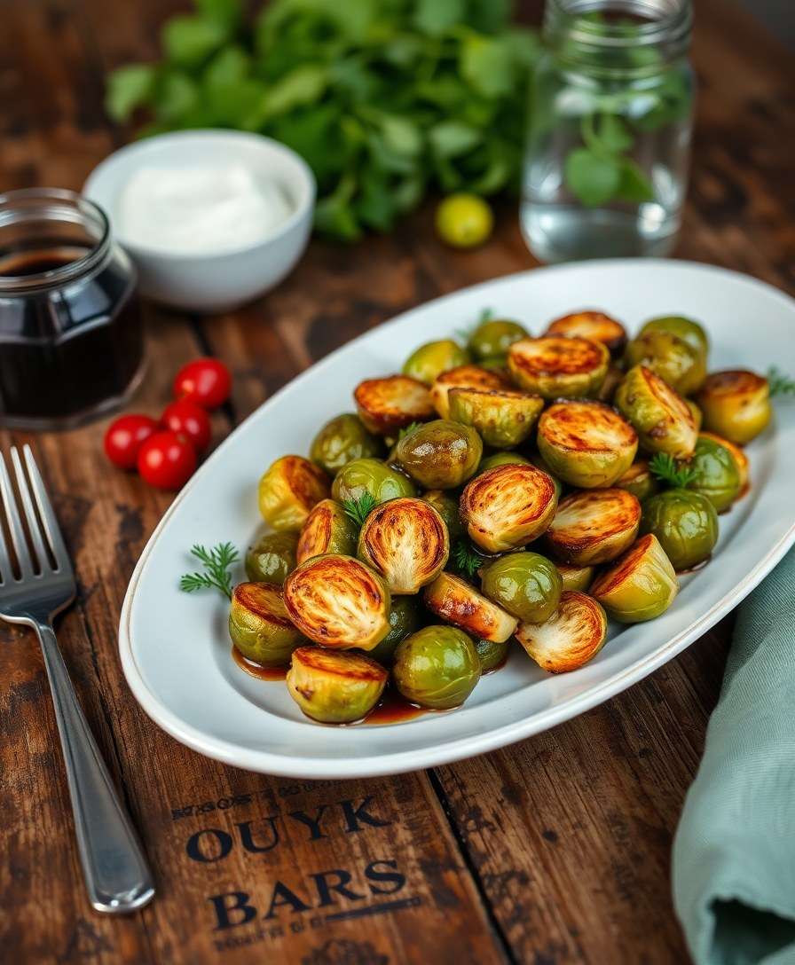 Crispy Roasted Brussels Sprouts with Balsamic Glaze