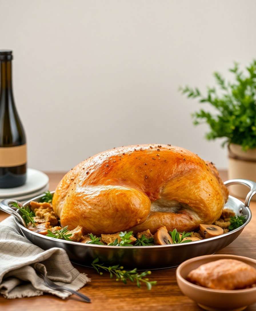 Gourmet Roasted Turkey with Herb-Mushroom Stuffing