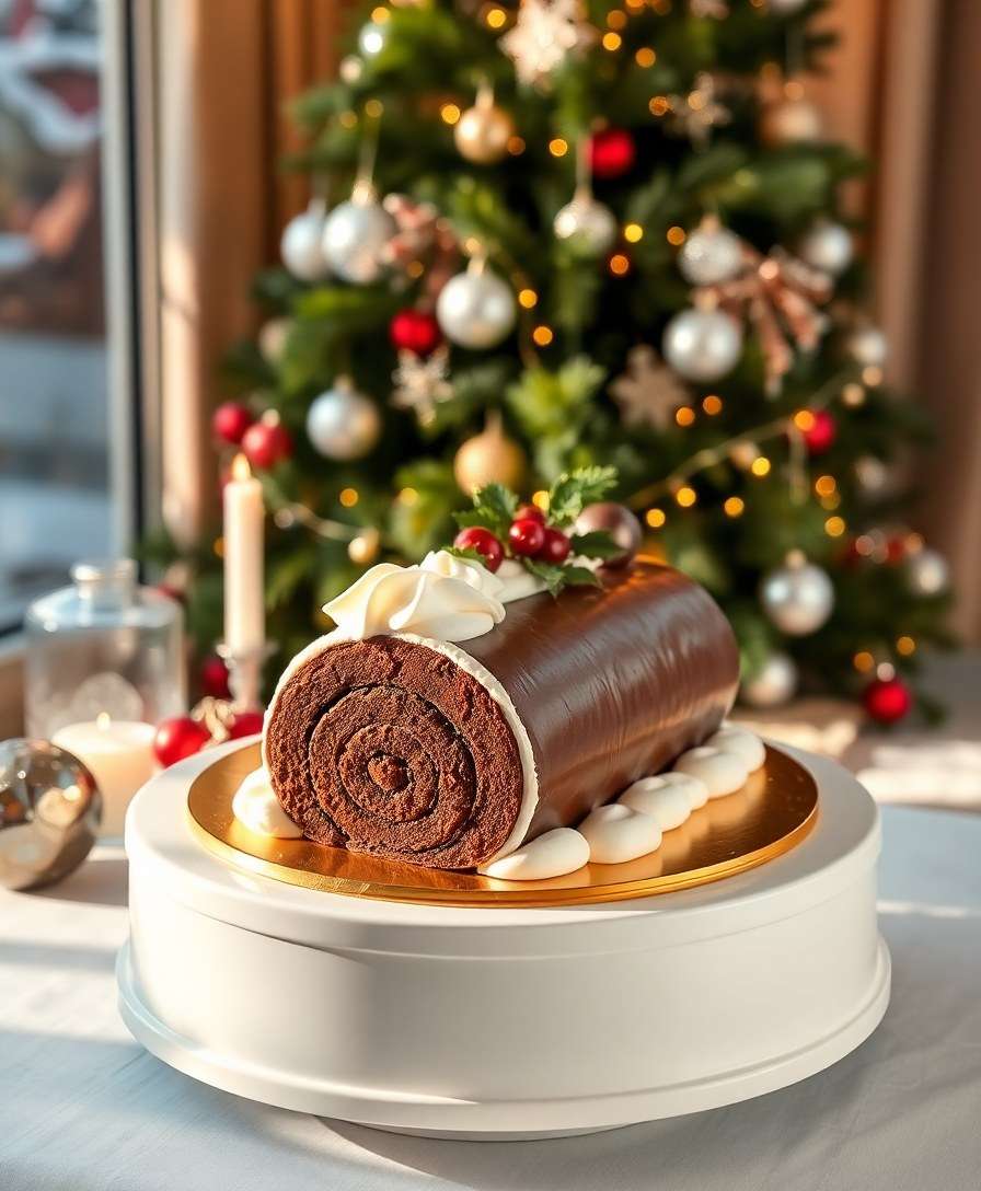 Decadent Light Chocolate Yule Log