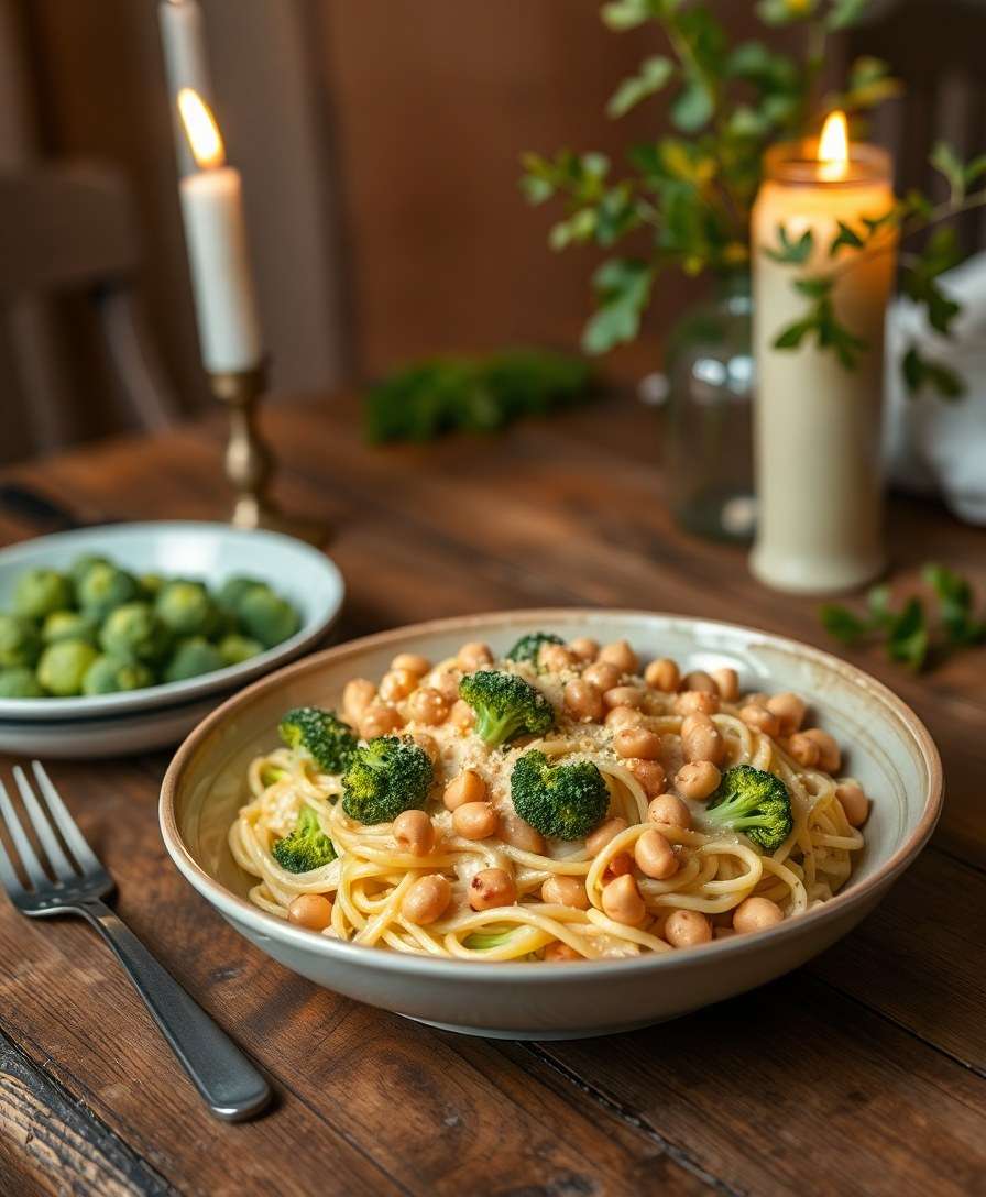 Creamy Chickpea & Broccoli Alfredo