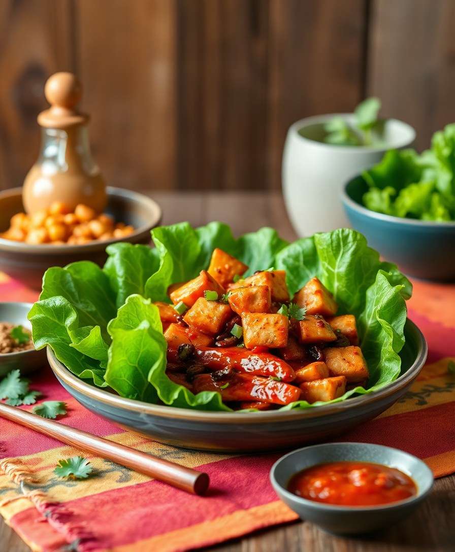 Spicy Kimchi Chicken Lettuce Wraps