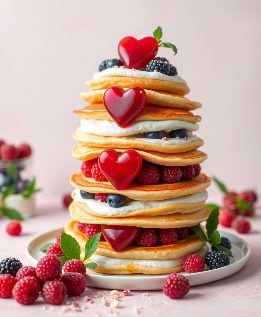 Heart-Shaped Pancake Towers: A Sweet Symphony