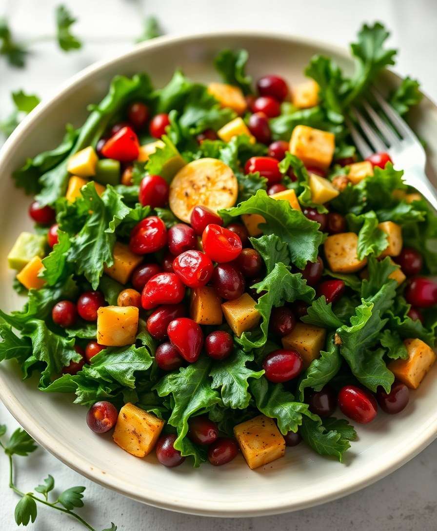 Vibrant Kale Salad with Cranberries & Orange-Honey Vinaigrette