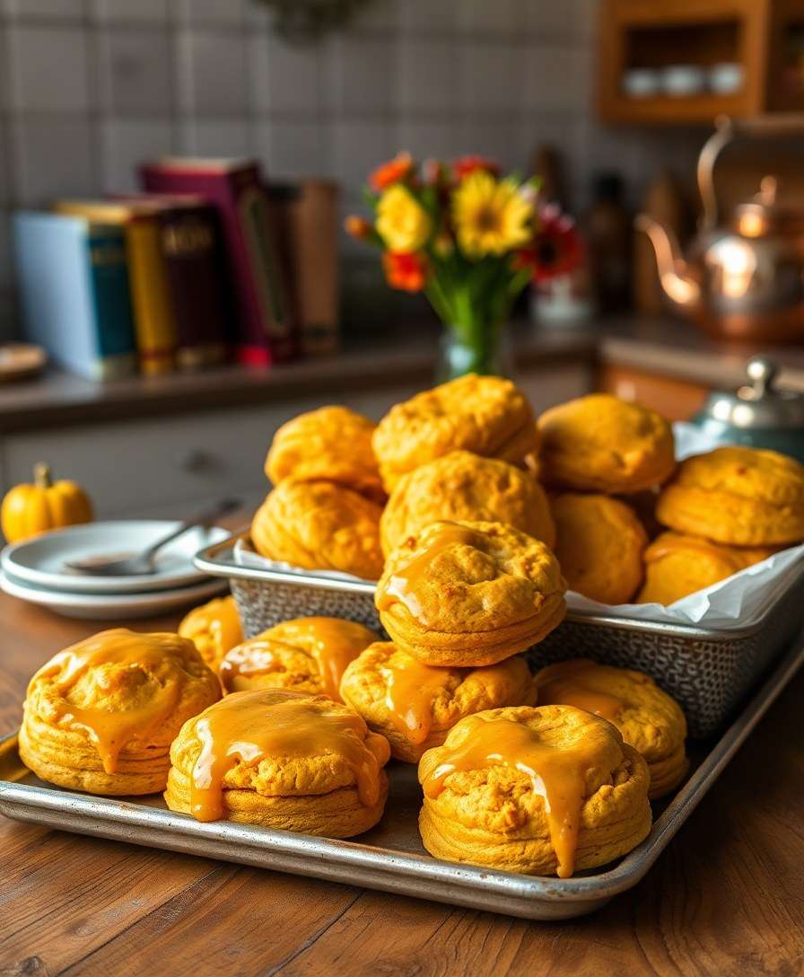 Spiced Pumpkin Biscuits with Honey-Butter Glaze