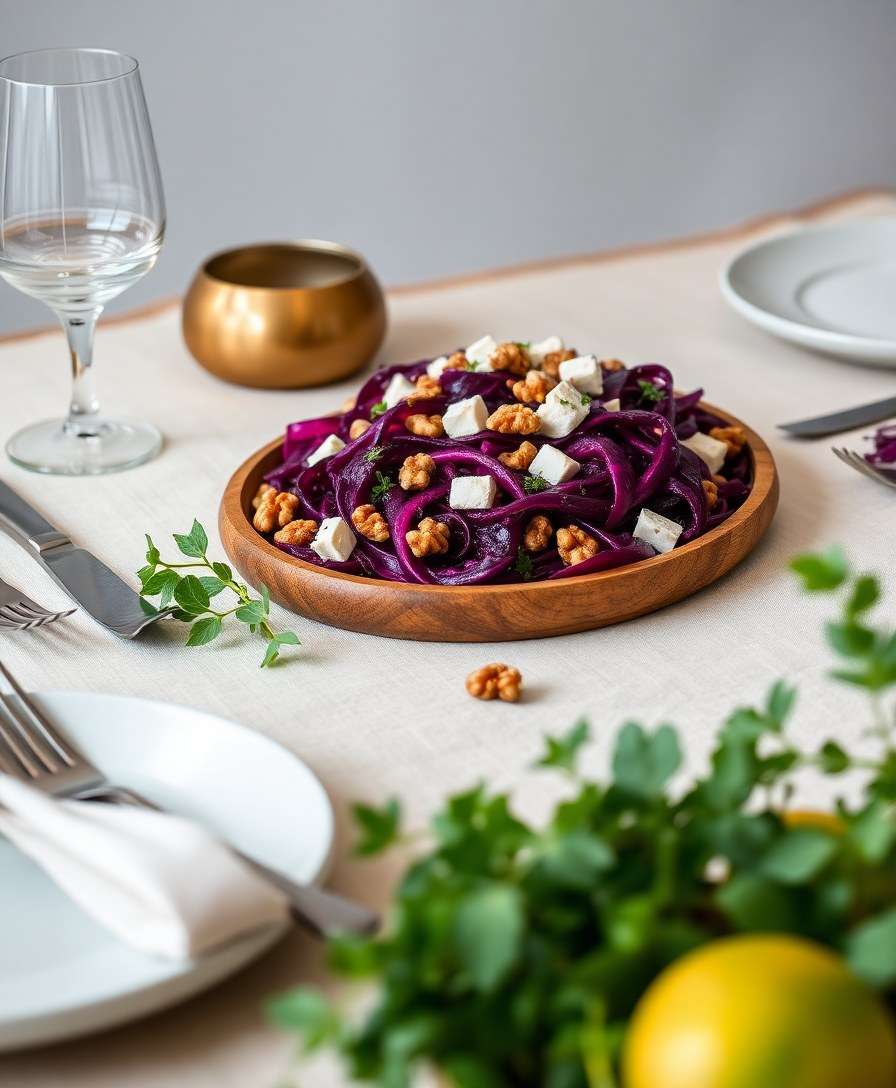 Roasted Red Cabbage with Toasted Walnuts and Feta