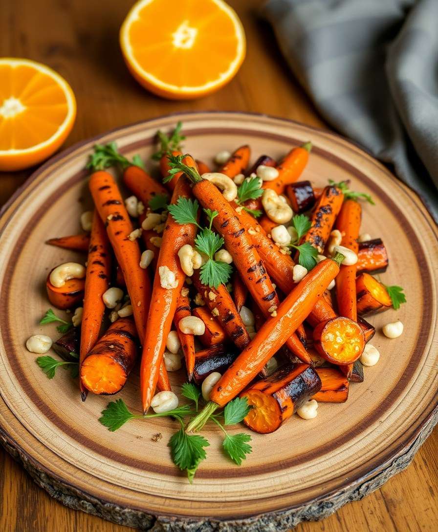 Gourmet Roasted Carrot Salad with Orange & Cashew Crunch