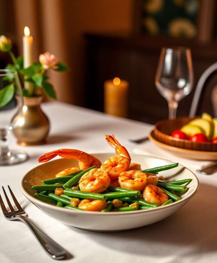 Gourmet Garlic Coconut Shrimp & Green Beans