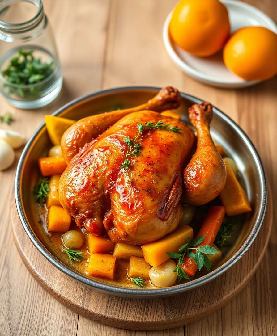 Roasted Chicken with Orange-Spice Glaze and Herbs