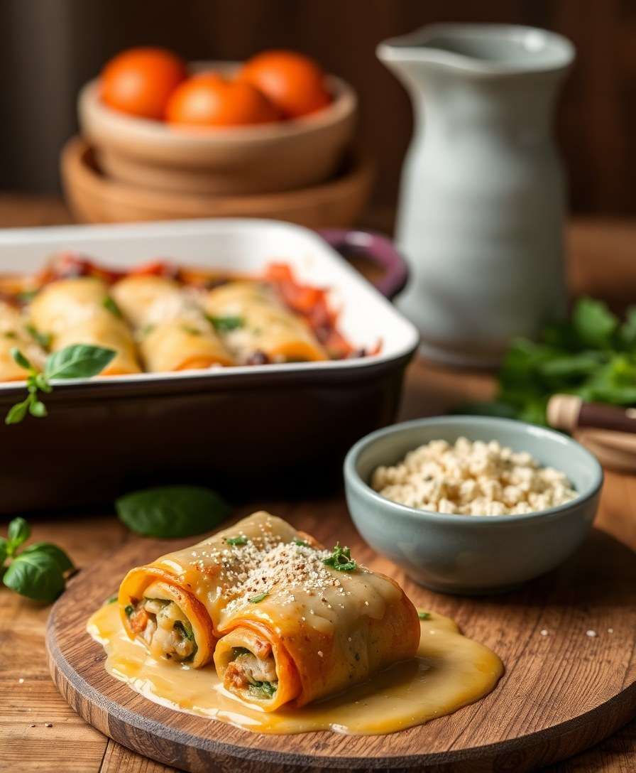 Gourmet Cannelloni with Creamy Mushroom-Spinach Filling