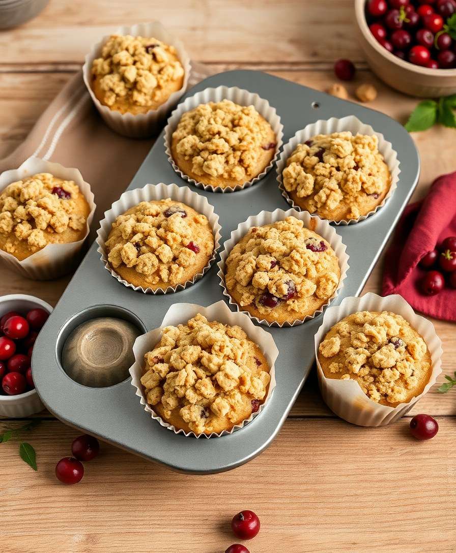 Spiced Cranberry Crumb Muffins