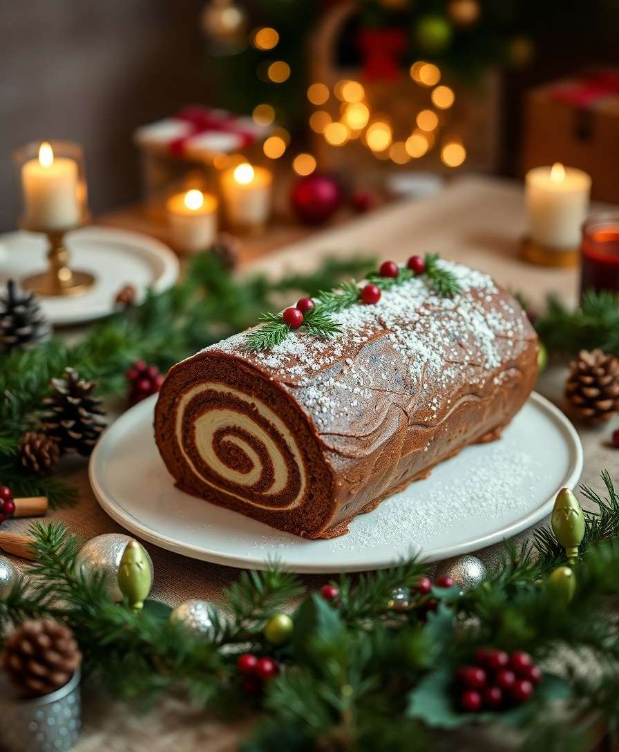 Light & Festive Christmas Log Cake