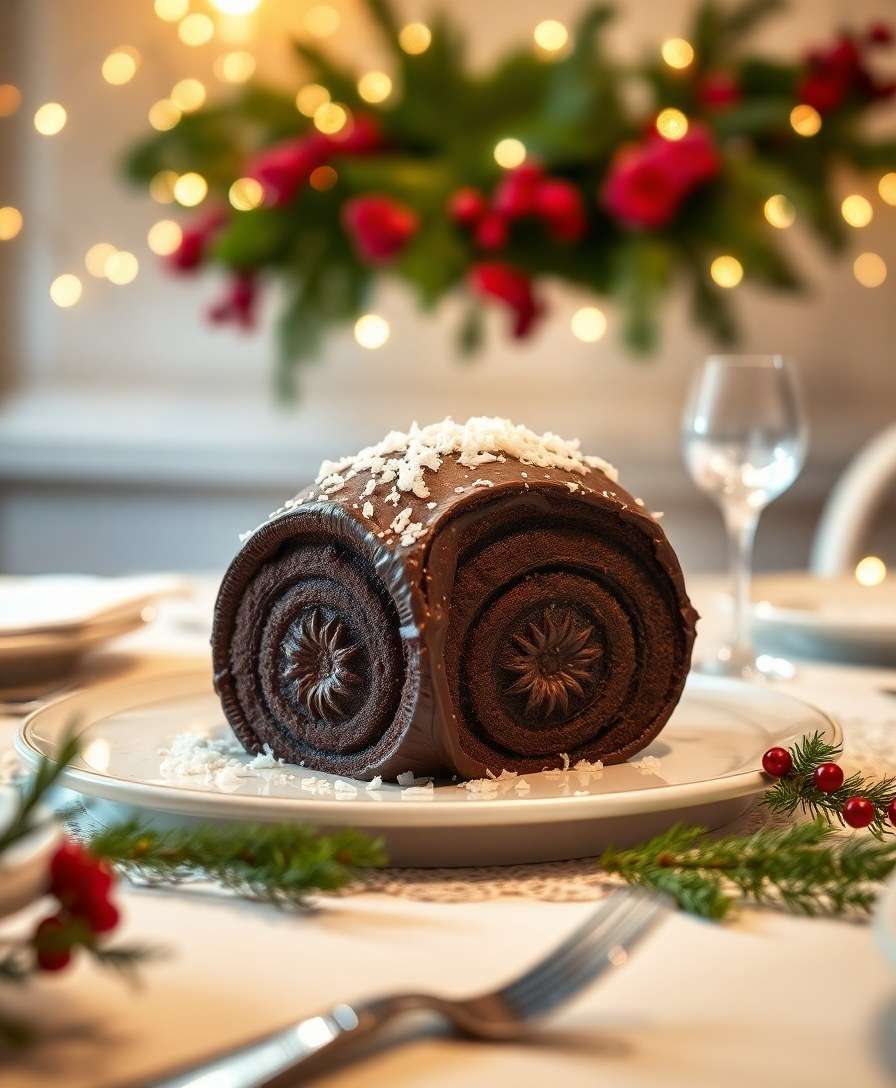 Light & Delicious Chocolate Coconut Yule Log