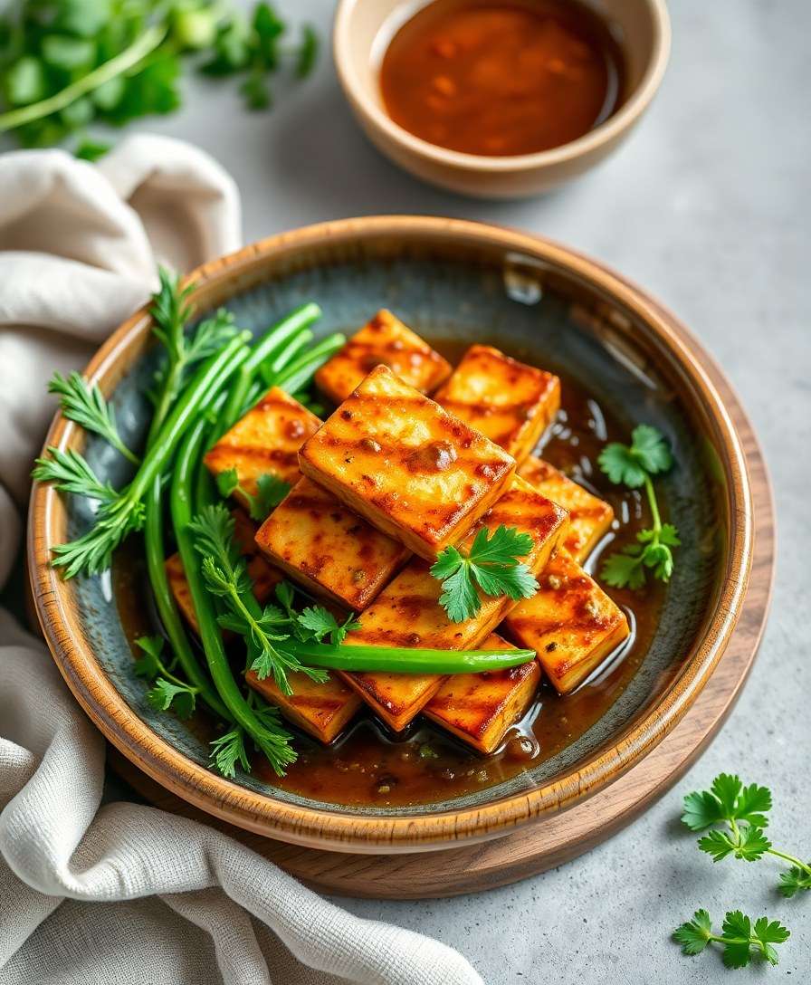 Crispy Baked Tofu with Savory Bouillon Glaze