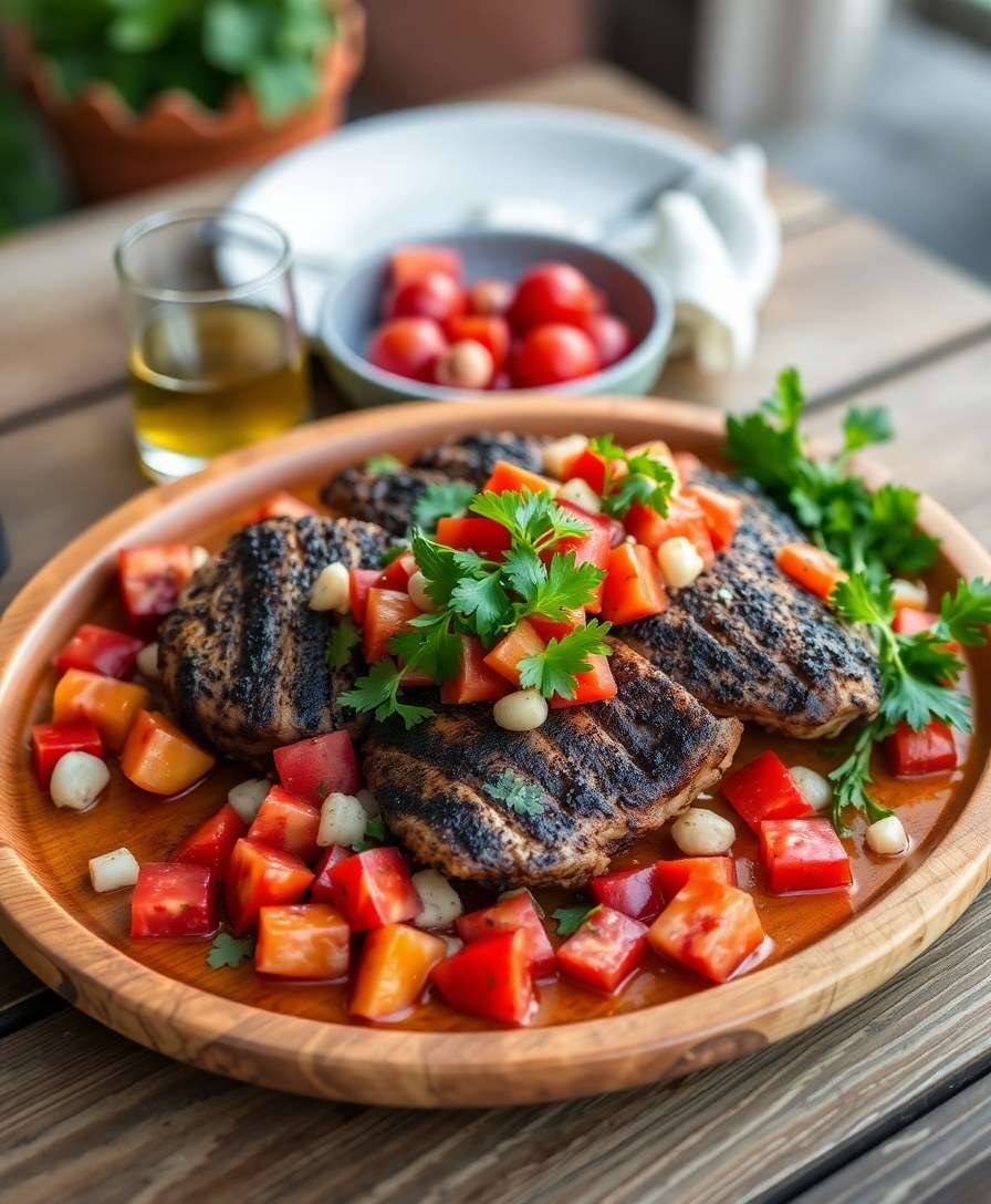 Decadent Cocoa-Blackened Chicken with Stone Fruit Salsa