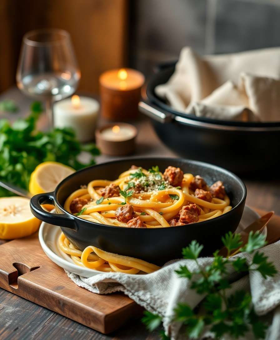 Creamy Parmesan Pasta with Ground Beef