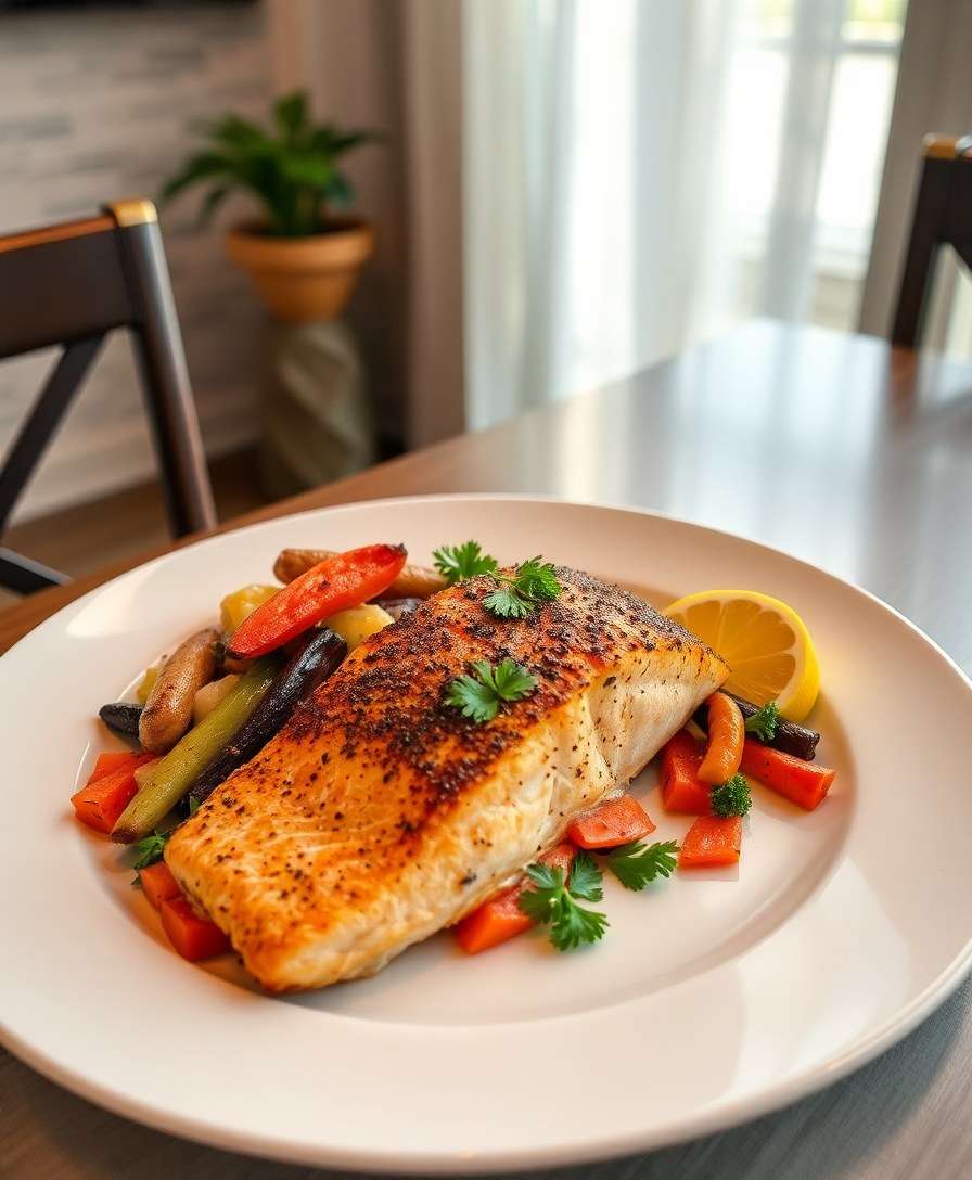 Crispy Air Fryer Salmon with Roasted Veggies