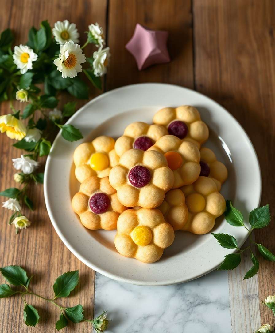 Delicate Block Print Flower Cookies