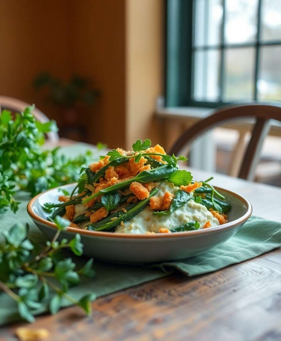 Creamy Miso Greens with Crispy Panko