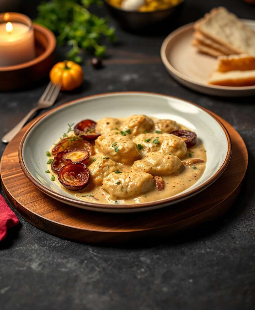 Creamy Chicken Marsala with Roasted Onions