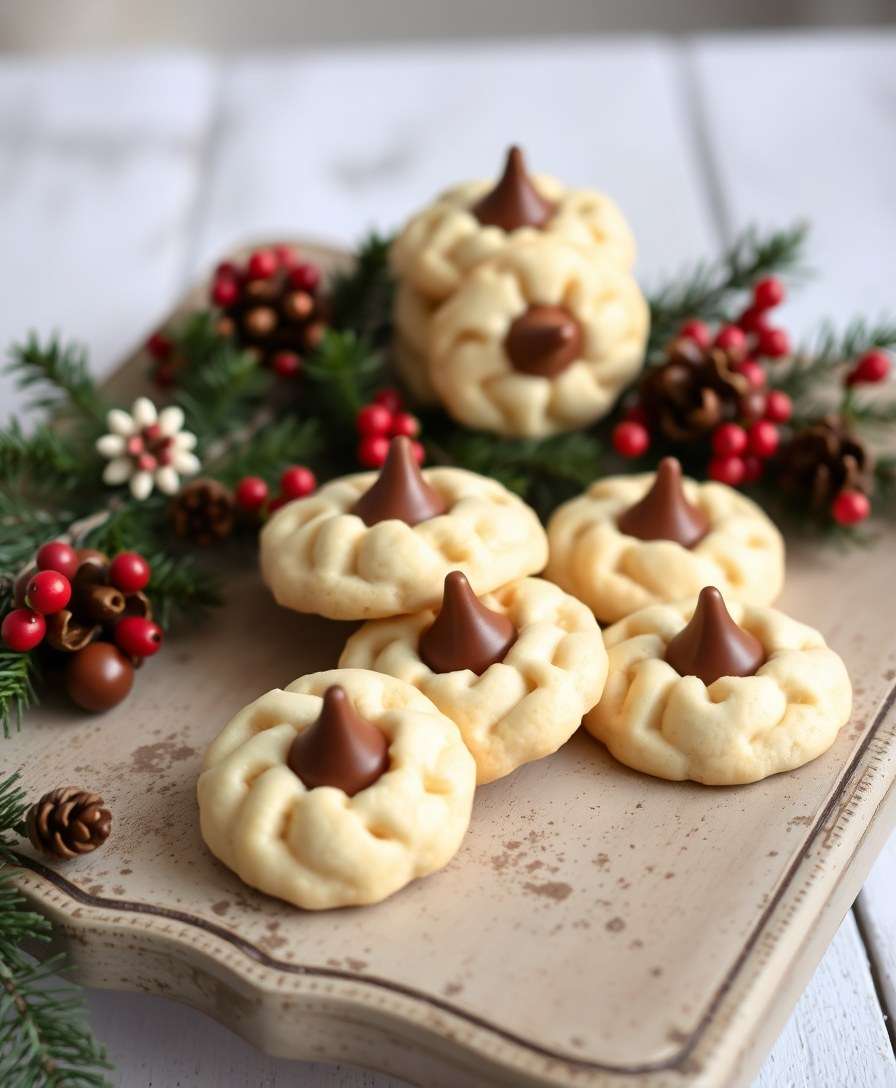 Festive Sugar Cookie Blossoms with Hershey's Kisses