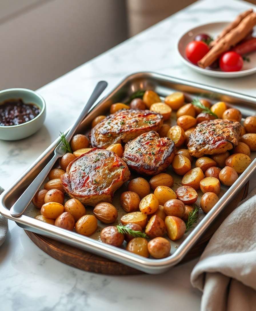 Sheet Pan Ranch Pork Chops & Potatoes