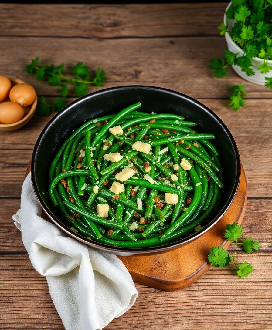 Gourmet Skillet Green Beans with Garlic Parmesan