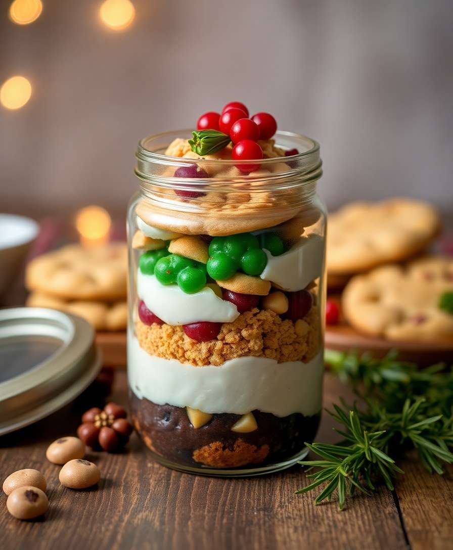 Festive Christmas Cookies in a Jar