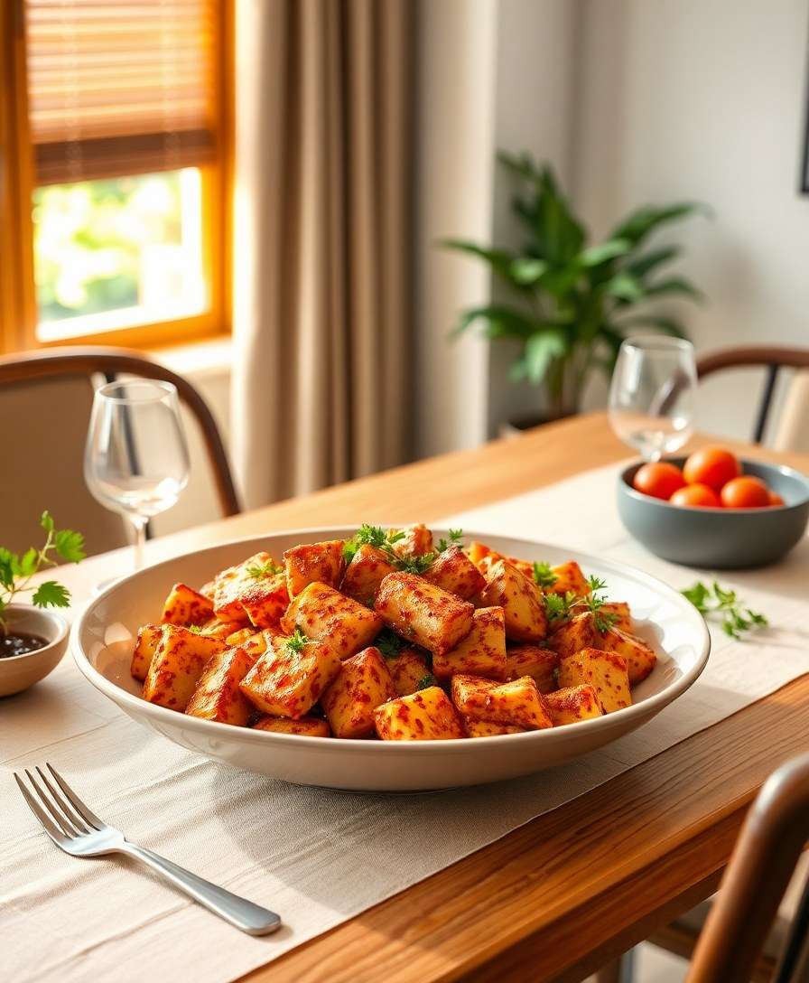 Crispy Pan-Fried Tofu with Spicy Glaze