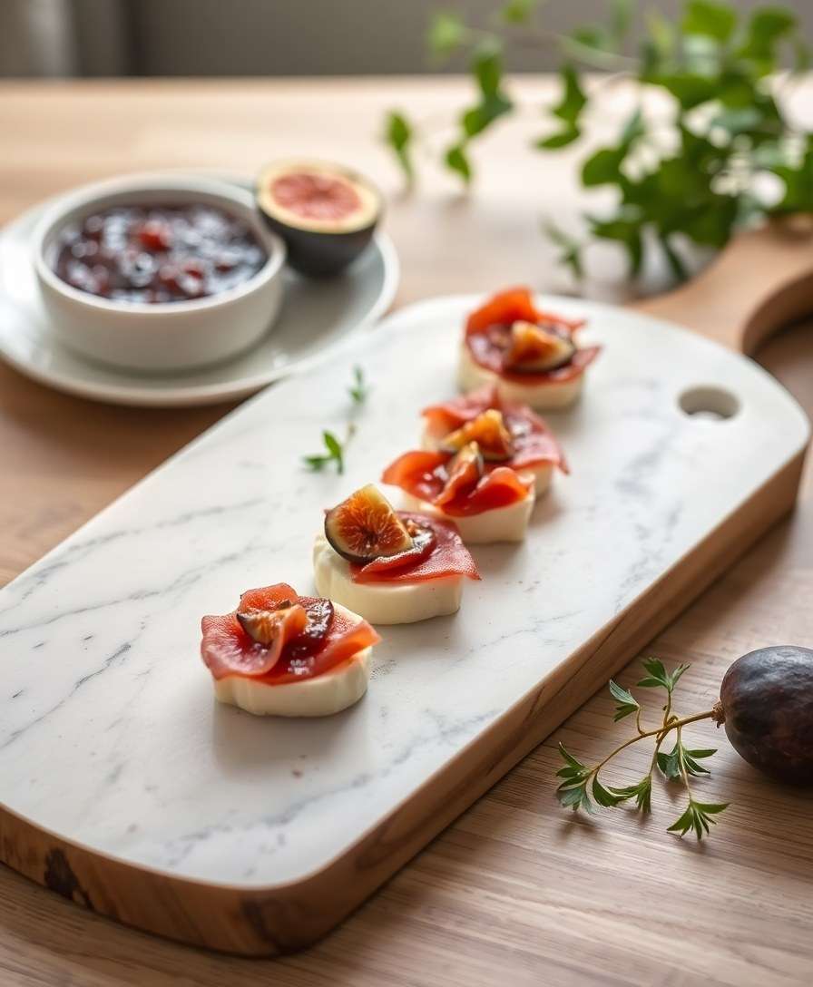 Gourmet Mini Brie Bites with Fig Jam and Prosciutto