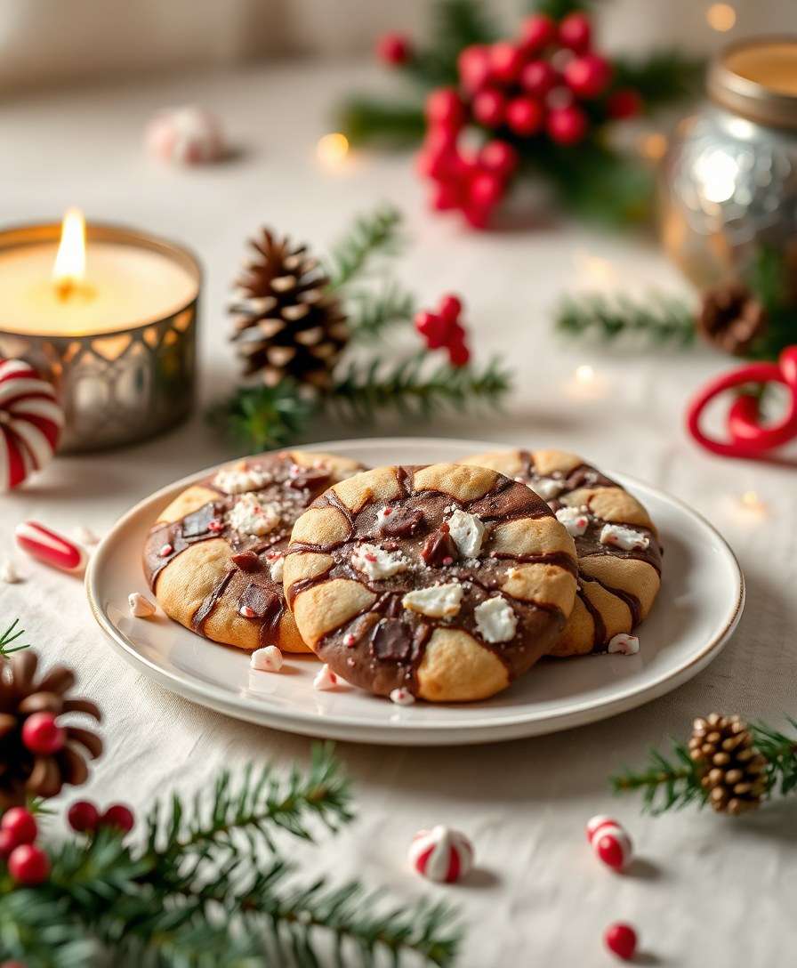 Festive Peppermint Bark Cookies